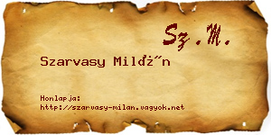 Szarvasy Milán névjegykártya