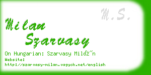 milan szarvasy business card